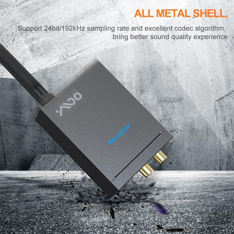 YMOO 2.4GHz Wireless Audio Transmitter Receiver, 192kHz/24bit HiFi Audio, 20ms Ultra Low Latency, 320ft Long Range RCA Jack Adapter for Speaker/Soundbar to TV/PC/CD Player/Computer/Projector - Image 5